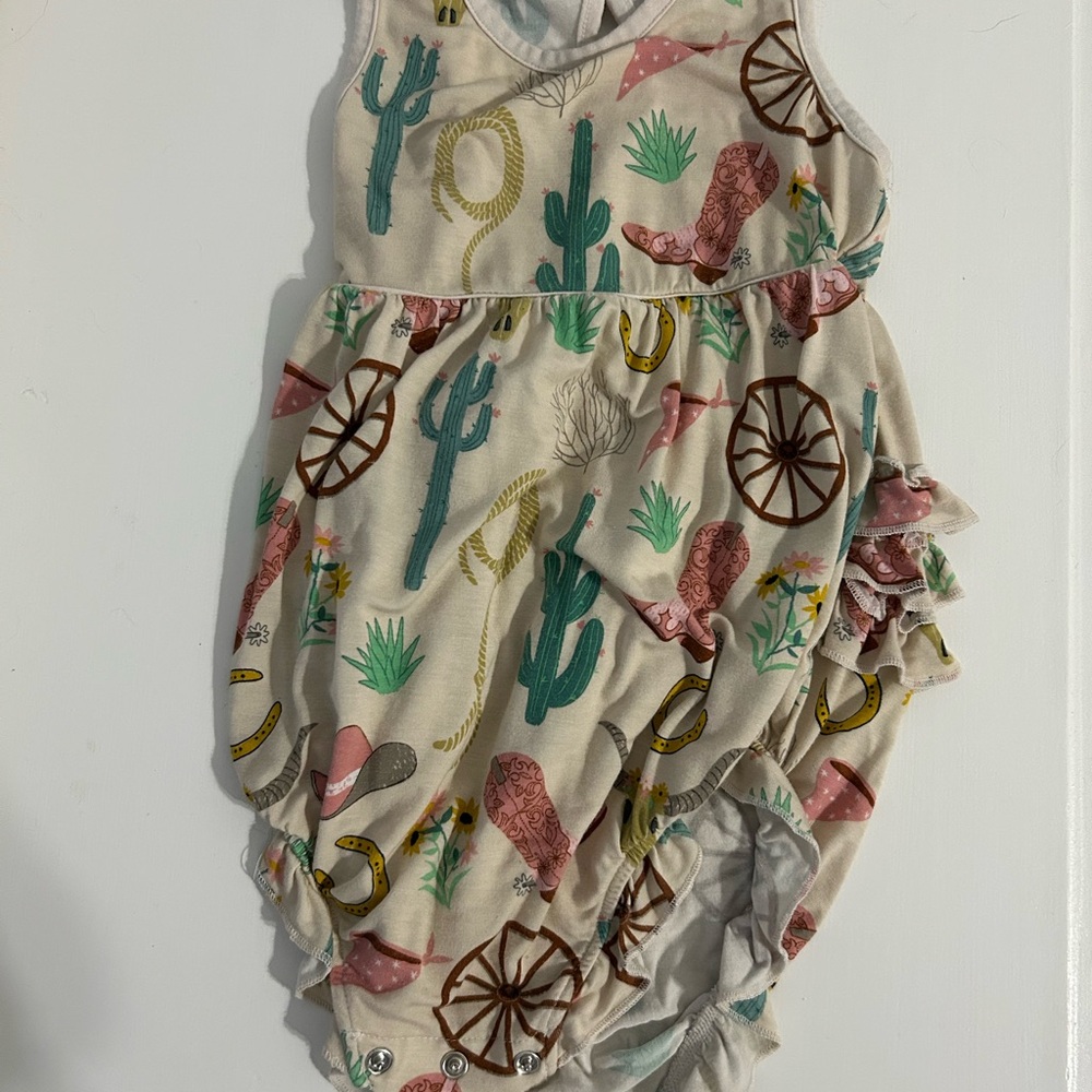 Little Sleepies Western Print Bodysuit - Cream, Green, Pink